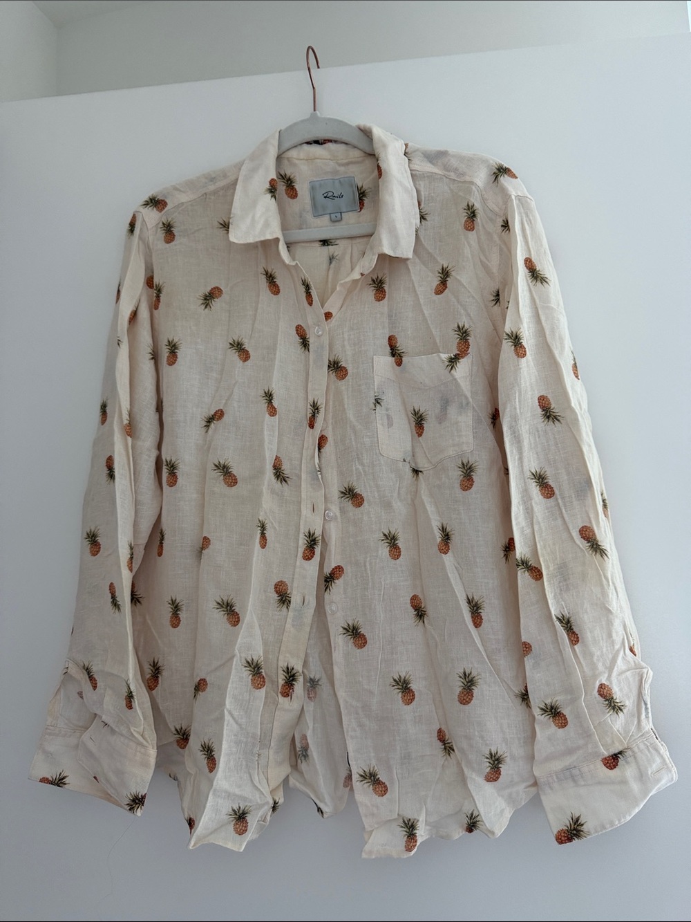Rails Cream Button-Up Shirt with Orange and Green Pineapple Print